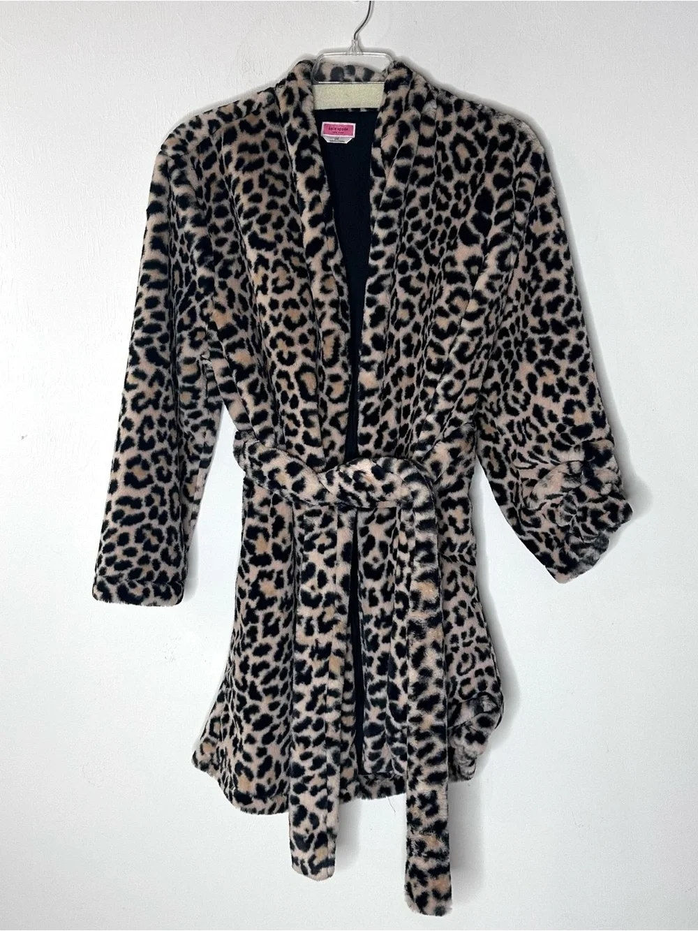 Kate Spade Chenille Ultra Plush Soft Belted Robe Leopard Print L/XL - Picture 3 of 5